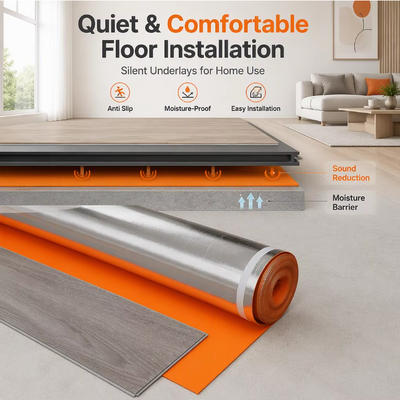 Piso de espuma IXPE Subposición de piso de acústica absorbe el sonido y la humedad Cushion resistente para PVC SPC piso de vinilo Ideal para apartamentos Hoteles y hospitales Renovación