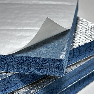 Espuma de poliolefina (PO) de células semiabiertas de alto rendimiento Espuma acústica con papel de aluminio y adhesivos PO