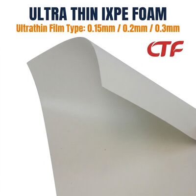 Rollo de espuma IXPE delgado de 0.15 mm, 0.2 mm, 0.3 mm, con respaldo de goma, lámina aislante impermeable para cintas y uso en la industria electrónica