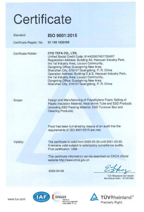 Enlace transversal de espuma de poliolefina de célula cerrada XPE / IXPE Hoja de aislamiento térmico para construcción y climatización 25